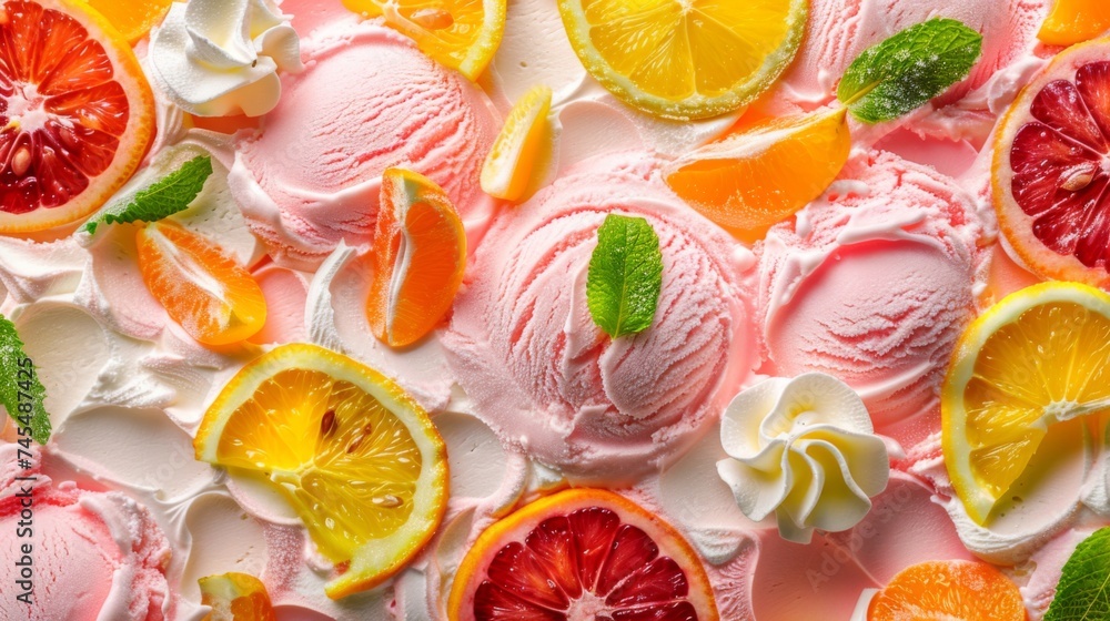 Citrus ice cream. Ice cream background Citrus ice cream. Ice cream background