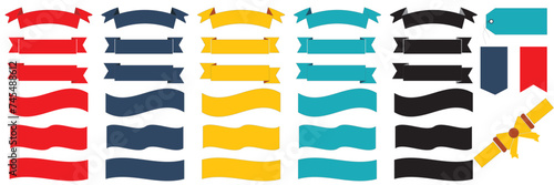 Colorful Vector Ribbon Banners. Set of Ribbons Banners with Label, Tag and Quality Badges. Banners set and colorful Ribbon,  Ribbon Banner in modern simple flat design. Ribbon vector