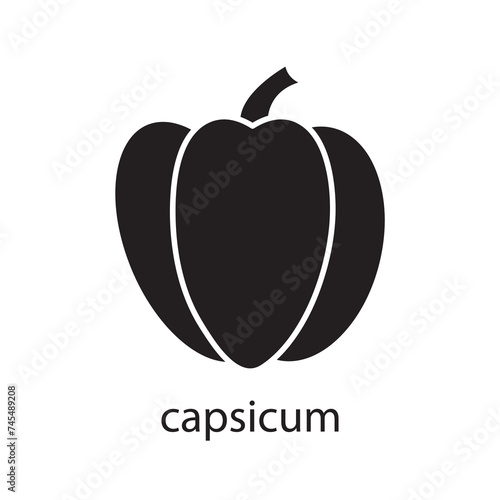 capsicum icon. simple flat black capsicum icon on white background..eps
