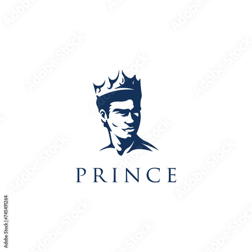 simple and minimalist logo of the silhouette of a prince, king, ruler, leader with a young man's face facing sideways