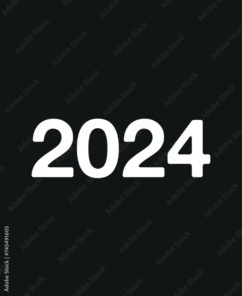 2024 Year. Vector with year for birthday and celebration date. Design isolated on black background 2024 Year. Vector with year for birthday and celebration date. Design isolated on black background