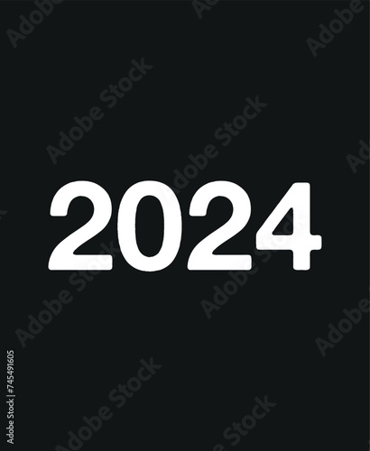 2024 Year. Vector with year for birthday and celebration date. Design isolated on black background