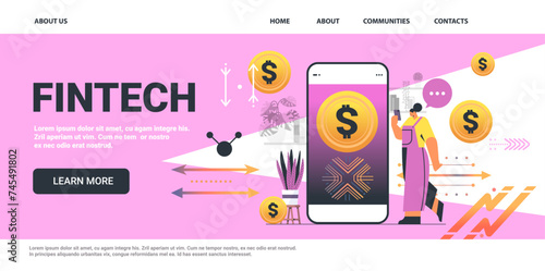 businesswoman using l financial banking app on smartphone screen fintech business investment shopping money global payment concept