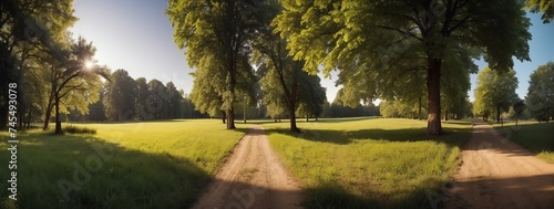 Amazing panoramic view of summer scenery on a park from Generative AI