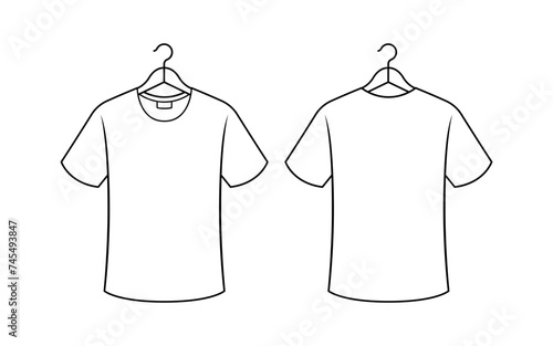 T-shirt with hanger line art vector isolated on white background