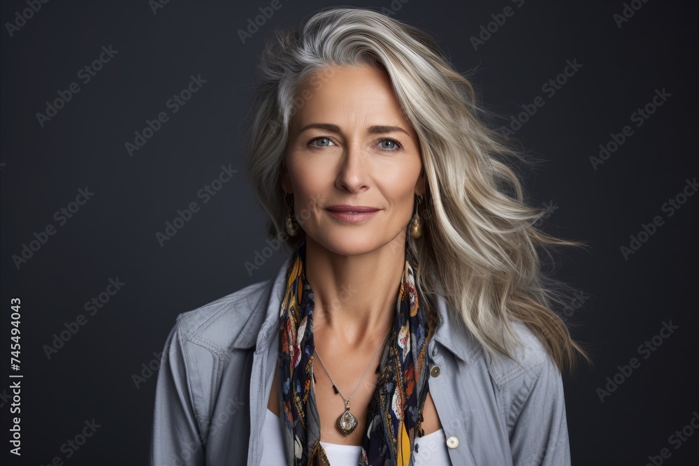 Portrait of a beautiful middle-aged woman. Studio shot. Portrait of a beautiful middle-aged woman. Studio shot.