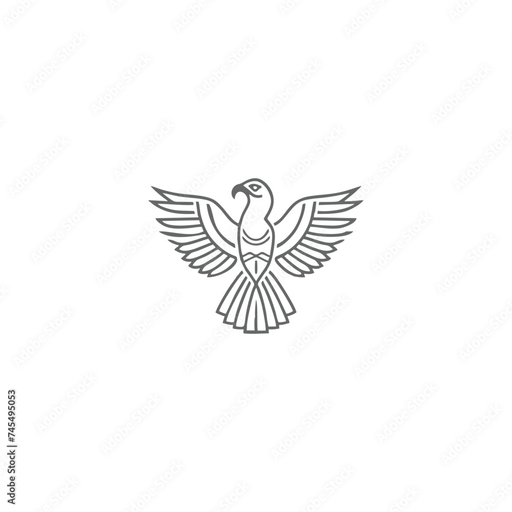 Obraz premium Horus mono line logo icon design template.Eagle, line, flat vector illustration.