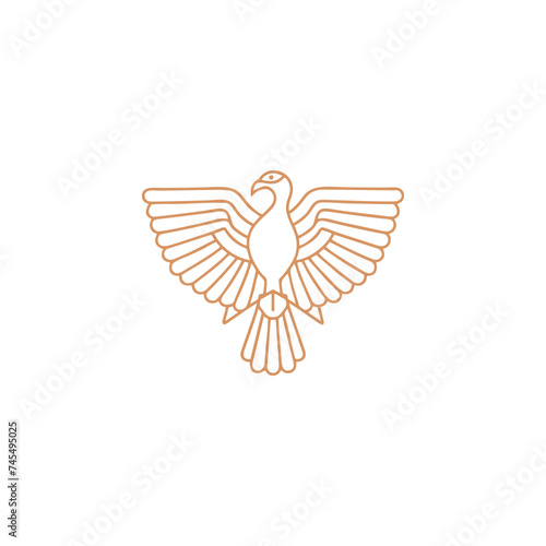 Horus mono line logo icon design template.Eagle, line, flat vector illustration.