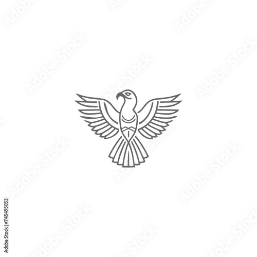 Horus mono line logo icon design template.Eagle, line, flat vector illustration.