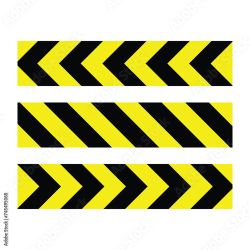 yellow line black stripe and arrow caution tapes danger warning ribbons. construction sites, banner traffic sign symbol logo design for web mobile isolated white background illustration. © Yudha
