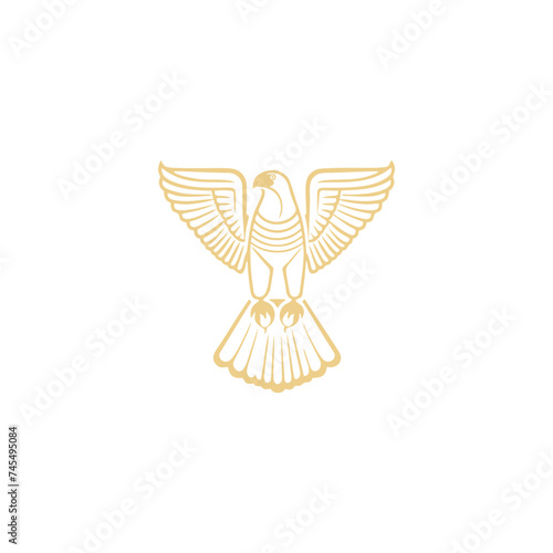 Horus mono line logo icon design template.Eagle, line, flat vector illustration.