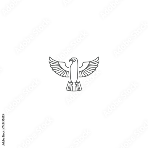 Horus mono line logo icon design template.Eagle, line, flat vector illustration.