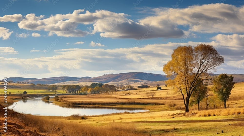 Autumn and winter landscape in Midlands meander South Africa