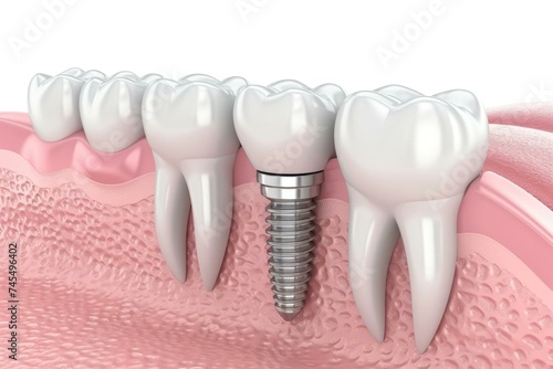 Dental implant with dental crowns. Generative AI.