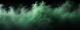 Panoramic view of a green abstract fog mist on plain black background from Generative AI