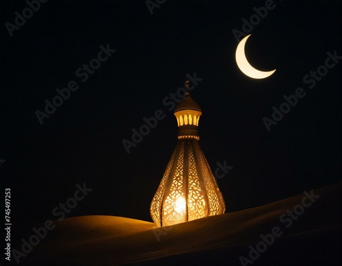 Arabian lattern, night background