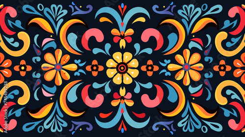 伝統的な部族のシームレスパターンの背景画像。カラフルで装飾的な画像。 Traditional tribal seamless pattern background image. Colorful and decorative images. [Generative AI]