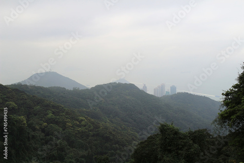 a landscape of the peak  hong kong