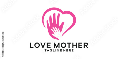 logo design love mother, kids care, health care logo design template, icon, idea, symbol, creative.