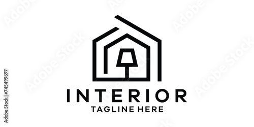 logo design combination of house with lights, interior logo design template, icon, idea, symbol, creative.