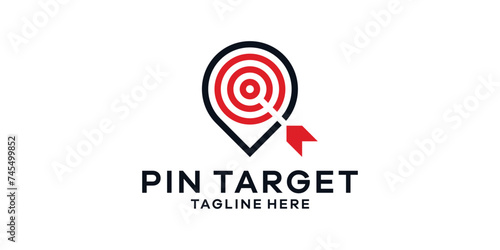 logo design combination of pin with target, point logo design template, icon, idea, symbol, creative.