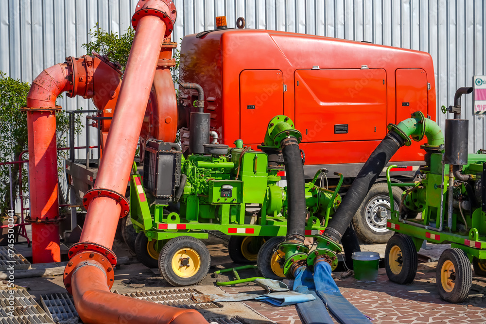 Technical installation equipment with a pumping substation pipeline ...