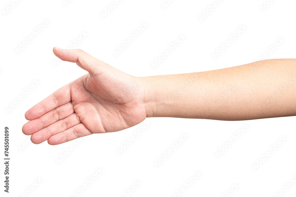 Male hand reach and ready to help or receive. Gesture isolated on white background. Male hand reach and ready to help or receive. Gesture isolated on white background.