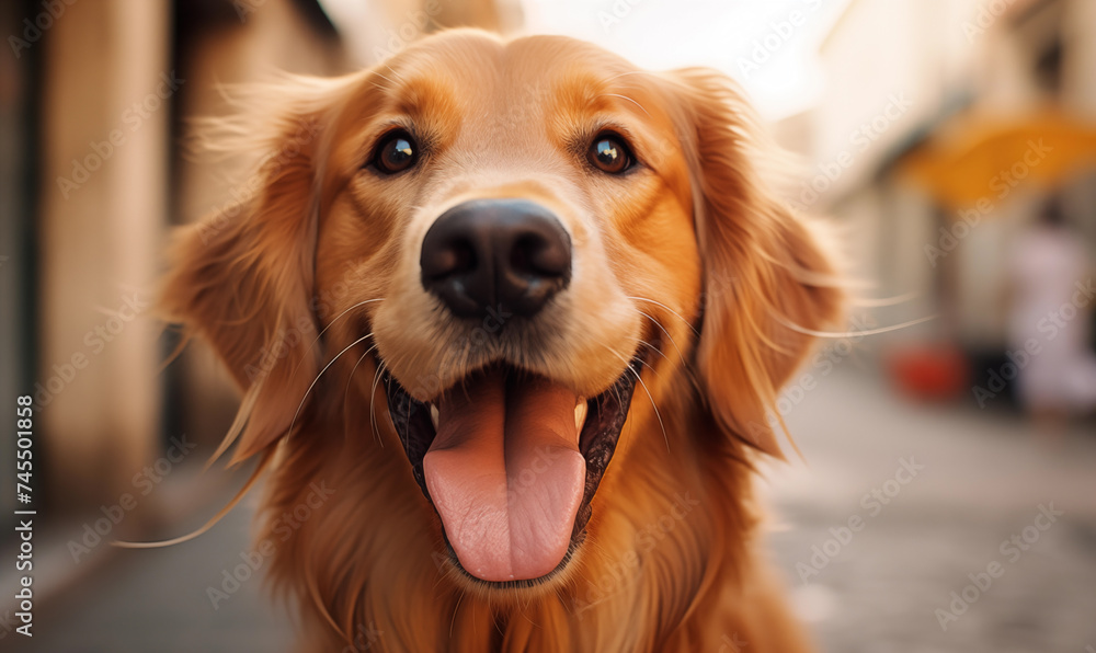 正面を向いた犬の写真
