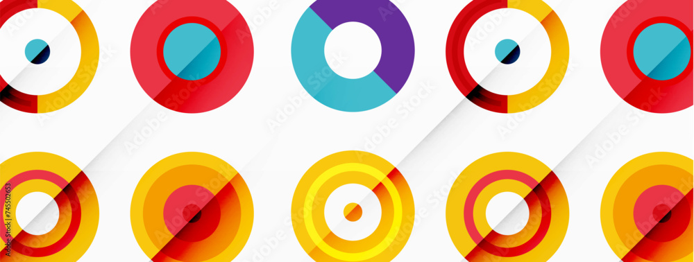 Colorful circles in a grid composition abstract background. Design for wallpaper, banner, background, landing page, wall art, invitation, prints, posters Colorful circles in a grid composition abstract background. Design for wallpaper, banner, background, landing page, wall art, invitation, prints, posters