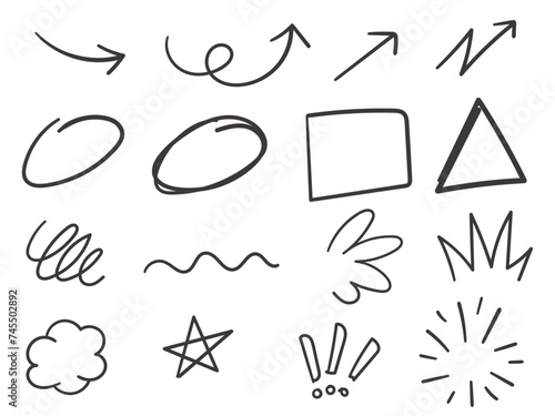 Hand drawn doodles graphic design elements. handcrafted elements vector
