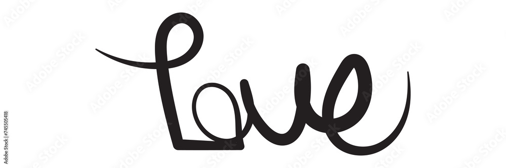 Love Word Lettering Vector Banner One Line Art Love Word Lettering Vector Banner One Line Art