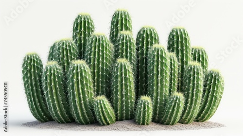  a cactus prominently displayed against a pure white background  © Anan