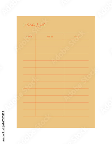 Wish List Planner. Vector illustration. (Forest)