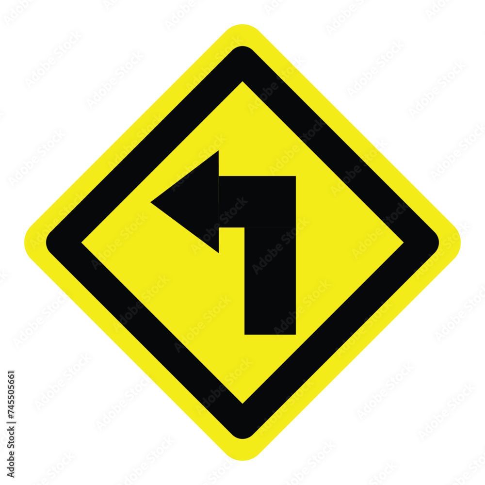 yellow turn left arrow road traffic warning caution sign direction icon. exclamation, hazard sign symbol logo design for web mobile isolated white background illustration yellow turn left arrow road traffic warning caution sign direction icon. exclamation, hazard sign symbol logo design for web mobile isolated white background illustration