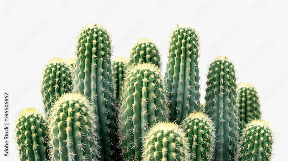 An image showcasing a variety of cacti, from an isolated cactus on a white background to a scene of cacti thriving in the desert An image showcasing a variety of cacti, from an isolated cactus on a white background to a scene of cacti thriving in the desert