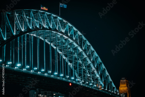 シドニー橋の夜と旗