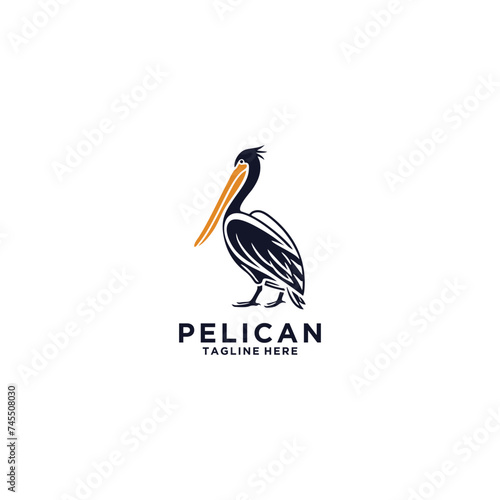 Beach Animal Pelican Bird Logo Vector illustration design.
