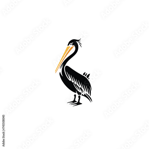 Beach Animal Pelican Bird Logo Vector illustration design.

