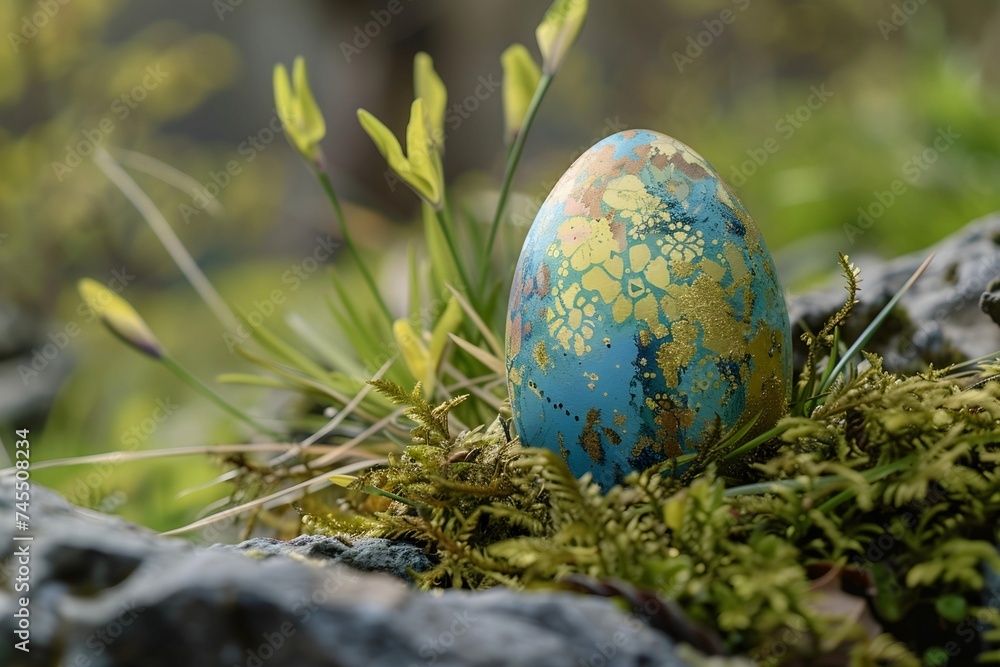 easter egg in the grass with blurred background easter egg in the grass with blurred background