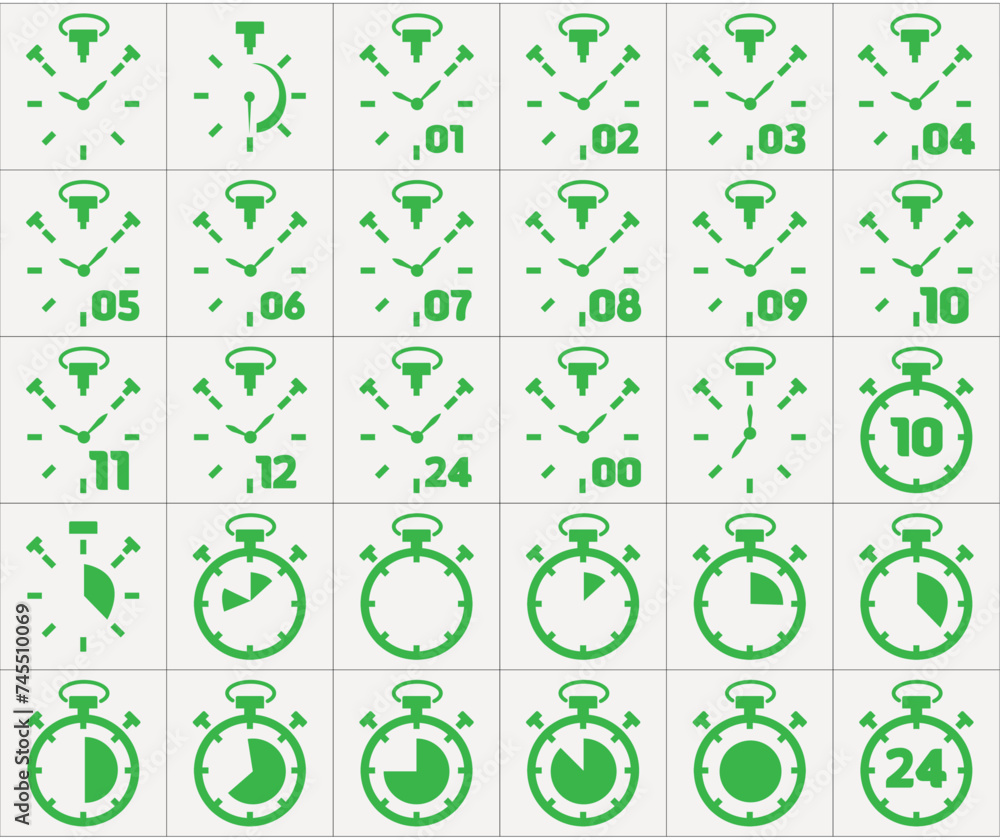 Timer and clock icon set. Time symbol flat icon. Stopwatch, timer, hourglass, sandglass timer, clock. Fast time icon Timer and clock icon set. Time symbol flat icon. Stopwatch, timer, hourglass, sandglass timer, clock. Fast time icon