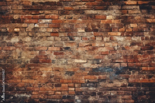 Old brick wall. Brown stone old. Generate Ai