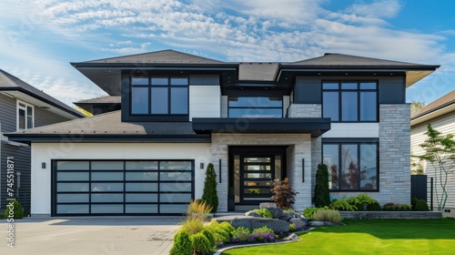 A modern and spacious two-story house, perfect for showcasing in business rentals, homes for sale, and advertisements