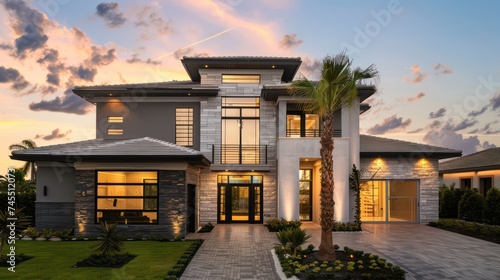 A modern and spacious two-story house, perfect for showcasing in business rentals, homes for sale, and advertisements © Matthew