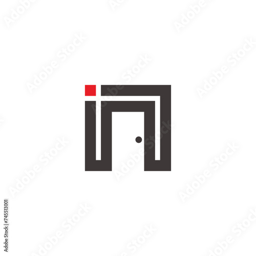 letter in door hotel simple geometric line logo vector