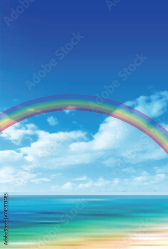 海 空 虹 風景 背景