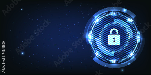 Cyber security and data protection banner. Digital internet technology and information security. Binary code, cryptography web services for business and internet background. Vector.