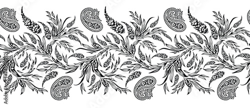 Seamless vector Asian paisley border design