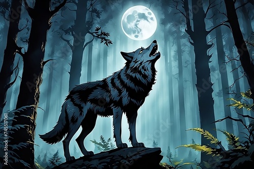 Darn grey wolf howling at full moon