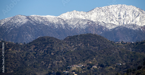 Snowy Mountaintops in California  San Gabriel Mountains   Valley