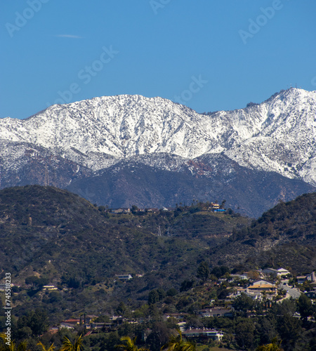Snowy Mountaintops in California, San Gabriel Mountains & Valley
